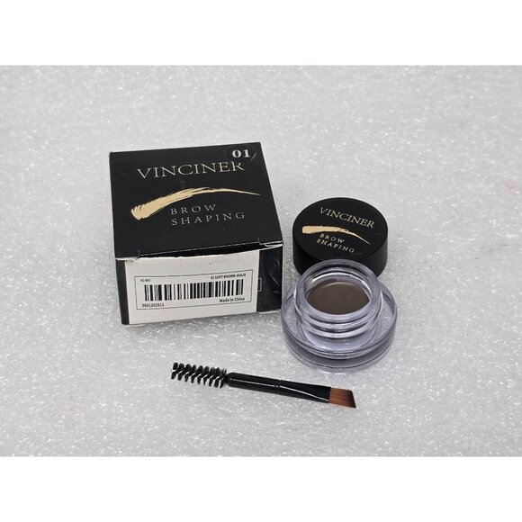 Vinciner Brow Shaping Kit 01 Soft Brown Includes Brush & Eyebrow Pomade - Picture 1 of 2